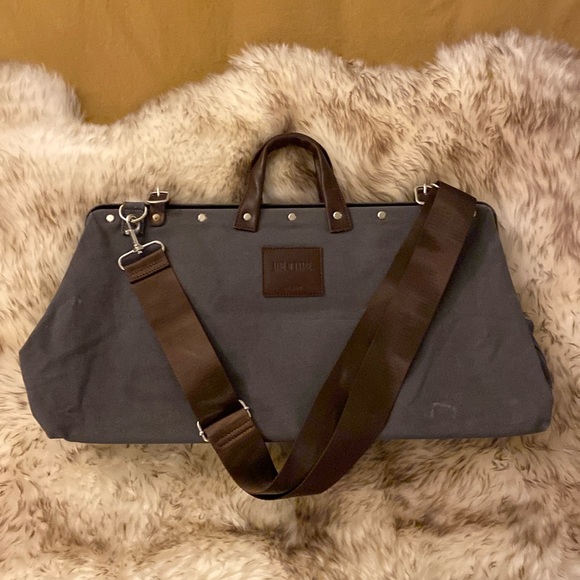 Line of Trade Mens Grey Canvas and Leather weekender bag - Picture 7 of 13